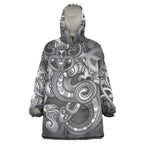 Aotearoa Maori Hei Tiki Wearable Blanket Hoodie Kiwikiwi Kowhaiwhai Puhoro Motif