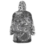 Aotearoa Maori Hei Tiki Wearable Blanket Hoodie Kiwikiwi Kowhaiwhai Puhoro Motif