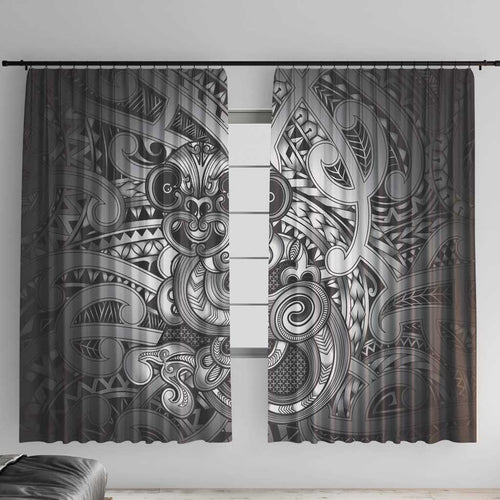 Aotearoa Maori Hei Tiki Window Curtain Kiwikiwi Kowhaiwhai Puhoro Motif