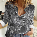 Aotearoa Maori Hei Tiki Women Casual Shirt Kiwikiwi Kowhaiwhai Puhoro Motif