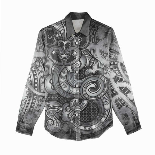 Aotearoa Maori Hei Tiki Women Casual Shirt Kiwikiwi Kowhaiwhai Puhoro Motif