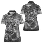 Aotearoa Maori Hei Tiki Women Polo Shirt Kiwikiwi Kowhaiwhai Puhoro Motif