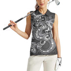 Aotearoa Maori Hei Tiki Women Sleeveless Polo Shirt Kiwikiwi Kowhaiwhai Puhoro Motif