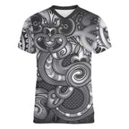 Aotearoa Maori Hei Tiki Women V-Neck T-Shirt Kiwikiwi Kowhaiwhai Puhoro Motif