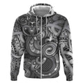 Aotearoa Maori Hei Tiki Zip Hoodie Kiwikiwi Kowhaiwhai Puhoro Motif