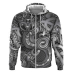 Aotearoa Maori Hei Tiki Zip Hoodie Kiwikiwi Kowhaiwhai Puhoro Motif