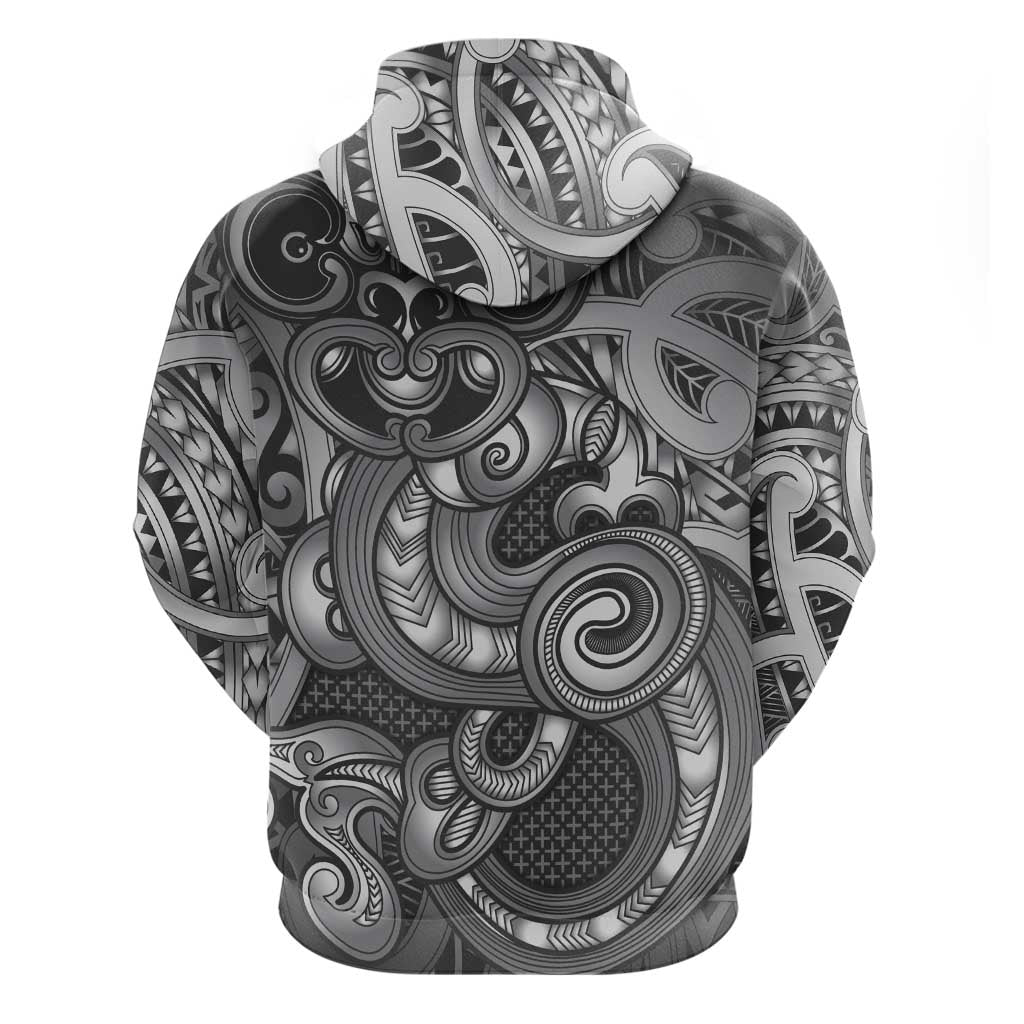 Aotearoa Maori Hei Tiki Zip Hoodie Kiwikiwi Kowhaiwhai Puhoro Motif