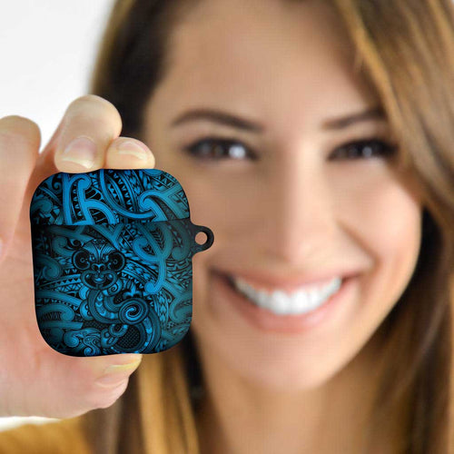 Aotearoa Maori Hei Tiki AirPods Case Kikorangi Kowhaiwhai Puhoro Motif