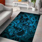 Aotearoa Maori Hei Tiki Area Rug Kikorangi Kowhaiwhai Puhoro Motif