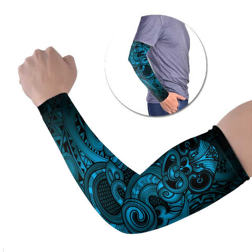 Aotearoa Maori Hei Tiki Arm Sleeves Kikorangi Kowhaiwhai Puhoro Motif