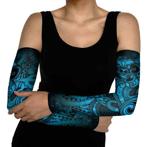 Aotearoa Maori Hei Tiki Arm Sleeves Kikorangi Kowhaiwhai Puhoro Motif