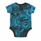 Aotearoa Maori Hei Tiki Baby Onesie Kikorangi Kowhaiwhai Puhoro Motif