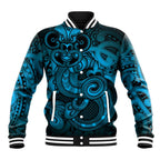 Aotearoa Maori Hei Tiki Baseball Jacket Kikorangi Kowhaiwhai Puhoro Motif
