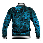 Aotearoa Maori Hei Tiki Baseball Jacket Kikorangi Kowhaiwhai Puhoro Motif