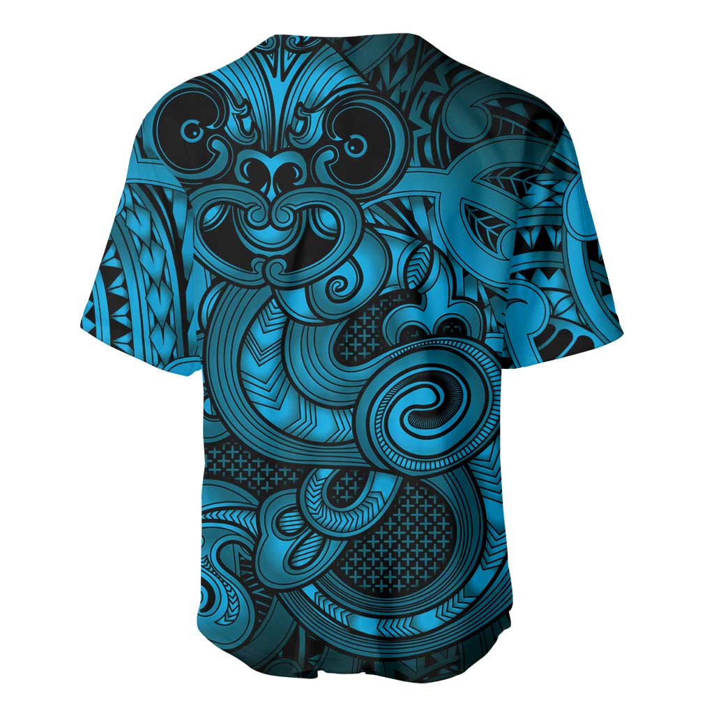 Aotearoa Maori Hei Tiki Baseball Jersey Kikorangi Kowhaiwhai Puhoro Motif