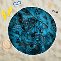 Aotearoa Maori Hei Tiki Beach Blanket Kikorangi Kowhaiwhai Puhoro Motif