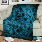 Aotearoa Maori Hei Tiki Blanket Kikorangi Kowhaiwhai Puhoro Motif