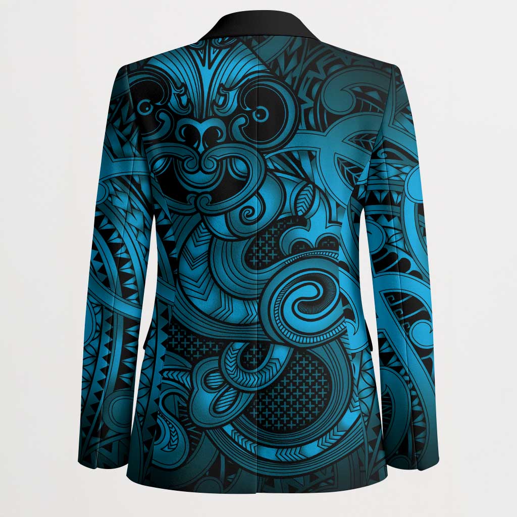 Aotearoa Maori Hei Tiki Blazer Kikorangi Kowhaiwhai Puhoro Motif