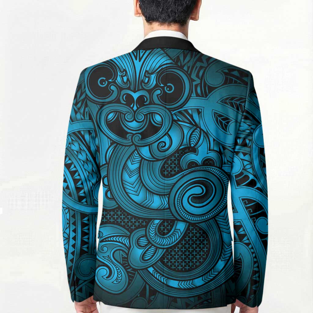 Aotearoa Maori Hei Tiki Blazer Kikorangi Kowhaiwhai Puhoro Motif