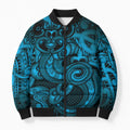 Aotearoa Maori Hei Tiki Bomber Puffer Jacket Kikorangi Kowhaiwhai Puhoro Motif