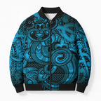 Aotearoa Maori Hei Tiki Bomber Puffer Jacket Kikorangi Kowhaiwhai Puhoro Motif