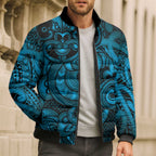 Aotearoa Maori Hei Tiki Bomber Puffer Jacket Kikorangi Kowhaiwhai Puhoro Motif