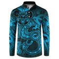Aotearoa Maori Hei Tiki Button Sweatshirt Kikorangi Kowhaiwhai Puhoro Motif