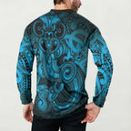 Aotearoa Maori Hei Tiki Button Sweatshirt Kikorangi Kowhaiwhai Puhoro Motif