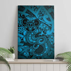 Aotearoa Maori Hei Tiki Canvas Wall Art Kikorangi Kowhaiwhai Puhoro Motif