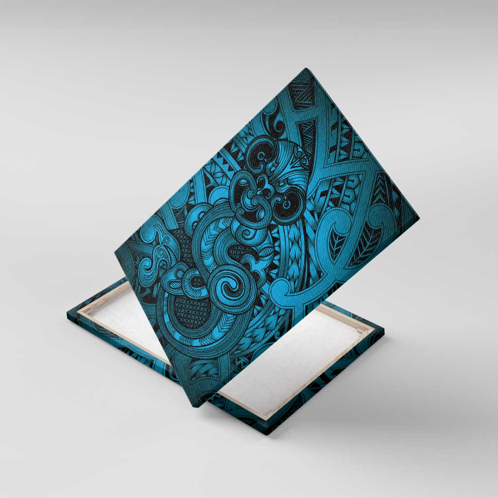 Aotearoa Maori Hei Tiki Canvas Wall Art Kikorangi Kowhaiwhai Puhoro Motif