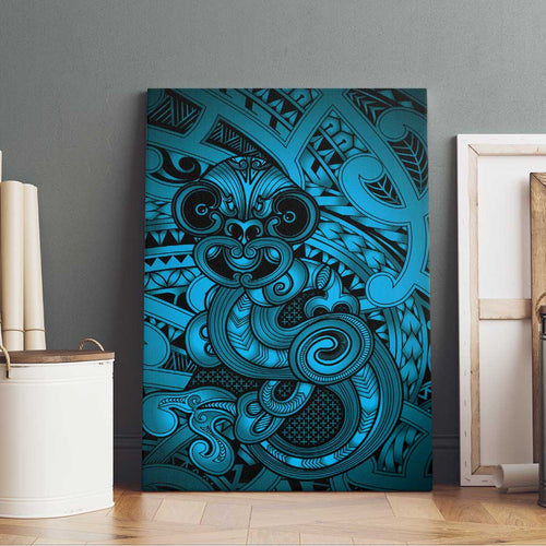 Aotearoa Maori Hei Tiki Canvas Wall Art Kikorangi Kowhaiwhai Puhoro Motif