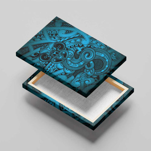 Aotearoa Maori Hei Tiki Canvas Wall Art Kikorangi Kowhaiwhai Puhoro Motif