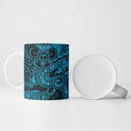 Aotearoa Maori Hei Tiki Ceramic Mug Kikorangi Kowhaiwhai Puhoro Motif