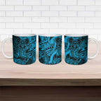 Aotearoa Maori Hei Tiki Ceramic Mug Kikorangi Kowhaiwhai Puhoro Motif