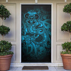 Aotearoa Maori Hei Tiki Door Cover Kikorangi Kowhaiwhai Puhoro Motif