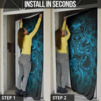 Aotearoa Maori Hei Tiki Door Cover Kikorangi Kowhaiwhai Puhoro Motif