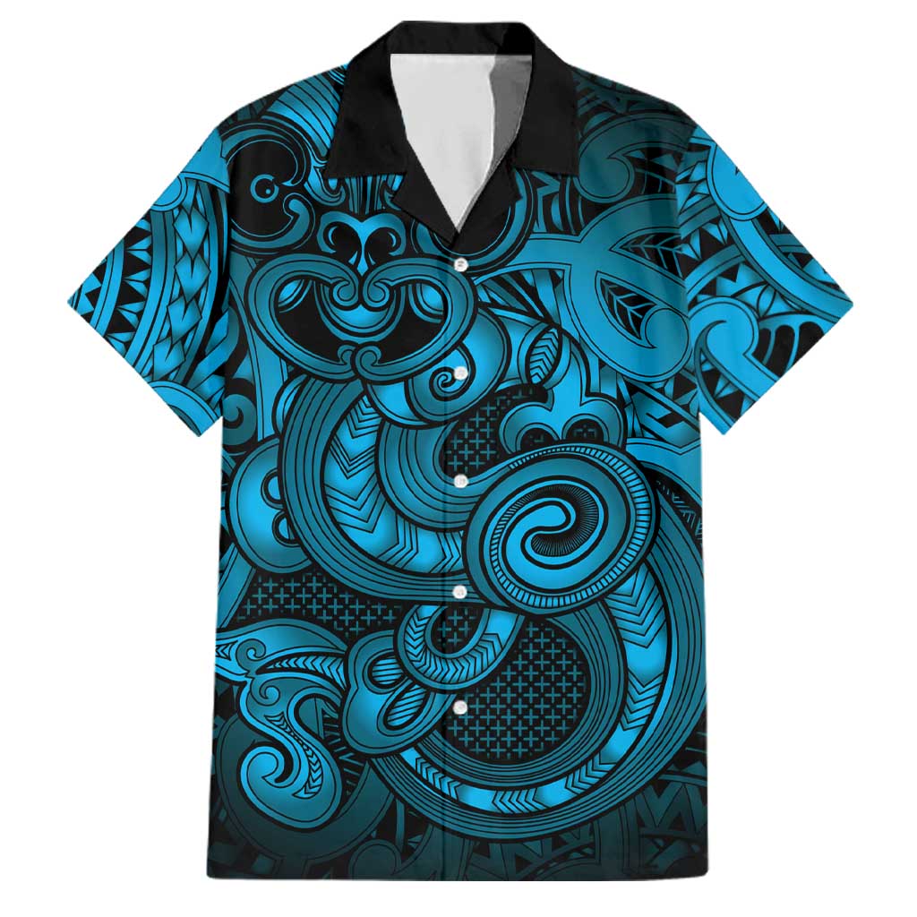 Aotearoa Maori Hei Tiki Family Matching Mermaid Dress and Hawaiian Shirt Kikorangi Kowhaiwhai Puhoro Motif