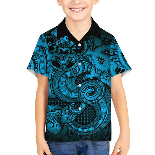 Aotearoa Maori Hei Tiki Family Matching Mermaid Dress and Hawaiian Shirt Kikorangi Kowhaiwhai Puhoro Motif