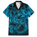 Aotearoa Maori Hei Tiki Family Matching Off The Shoulder Long Sleeve Dress and Hawaiian Shirt Kikorangi Kowhaiwhai Puhoro Motif