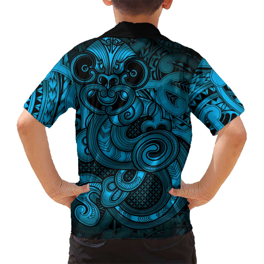 Aotearoa Maori Hei Tiki Family Matching Puletasi and Hawaiian Shirt Kikorangi Kowhaiwhai Puhoro Motif