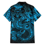 Aotearoa Maori Hei Tiki Family Matching Tank Maxi Dress and Hawaiian Shirt Kikorangi Kowhaiwhai Puhoro Motif