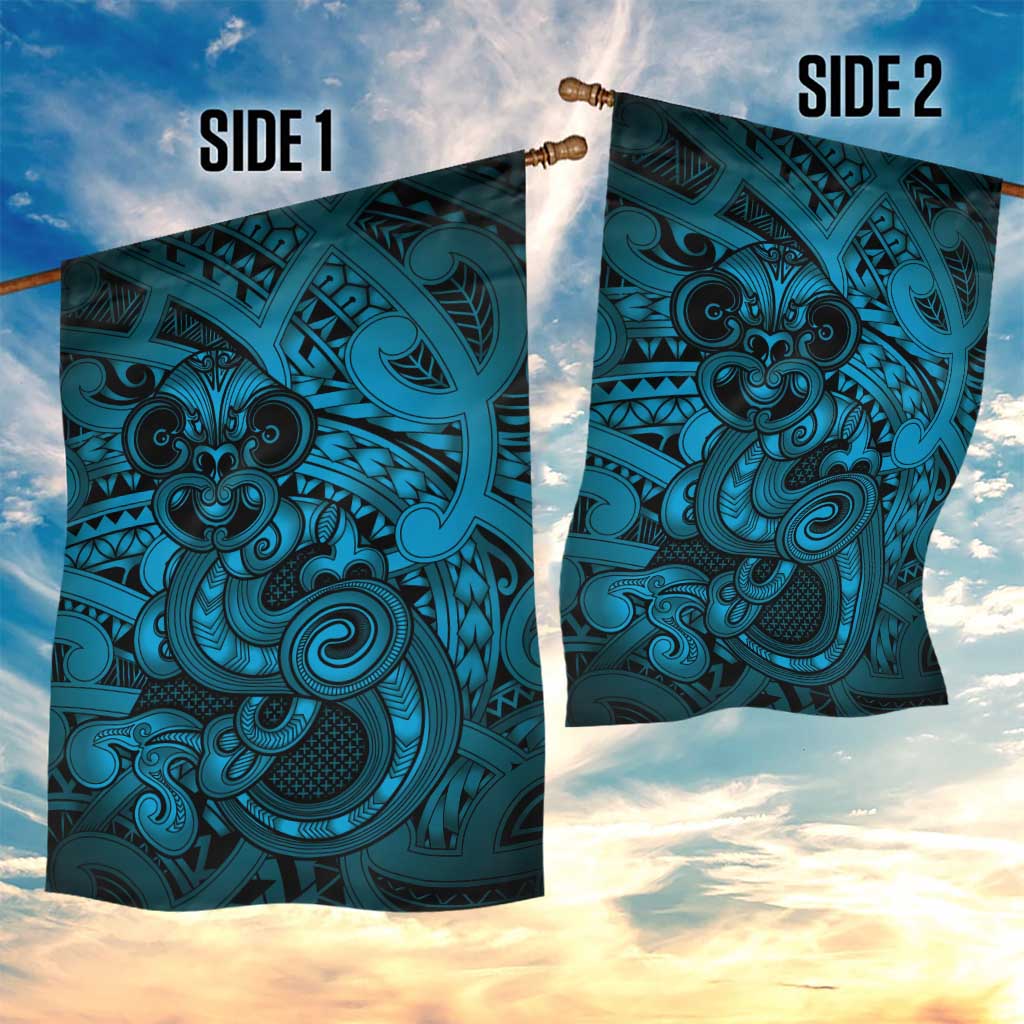 Aotearoa Maori Hei Tiki Garden Flag Kikorangi Kowhaiwhai Puhoro Motif