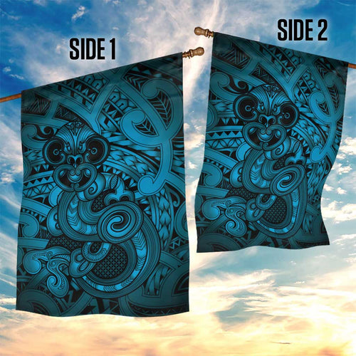 Aotearoa Maori Hei Tiki Garden Flag Kikorangi Kowhaiwhai Puhoro Motif