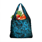 Aotearoa Maori Hei Tiki Grocery Bag Kikorangi Kowhaiwhai Puhoro Motif