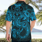 Aotearoa Maori Hei Tiki Hawaiian Shirt Kikorangi Kowhaiwhai Puhoro Motif