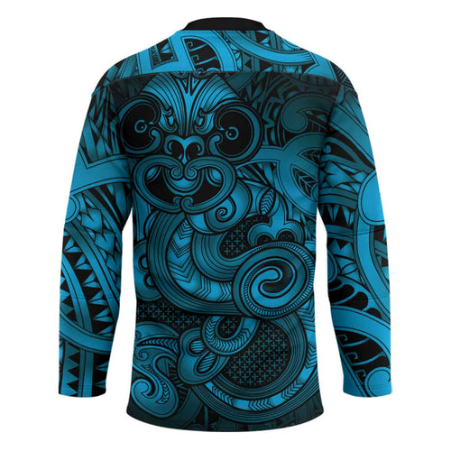 Aotearoa Maori Hei Tiki Hockey Jersey Kikorangi Kowhaiwhai Puhoro Motif
