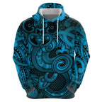 Aotearoa Maori Hei Tiki Hoodie Kikorangi Kowhaiwhai Puhoro Motif