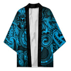 Aotearoa Maori Hei Tiki Kimono Kikorangi Kowhaiwhai Puhoro Motif