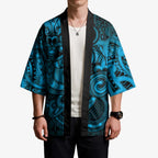 Aotearoa Maori Hei Tiki Kimono Kikorangi Kowhaiwhai Puhoro Motif
