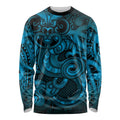 Aotearoa Maori Hei Tiki Long Sleeve Shirt Kikorangi Kowhaiwhai Puhoro Motif